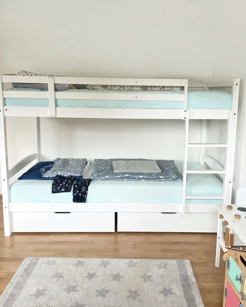 Wooden EU Solitário Size Bunk Bed Storage White REGAT