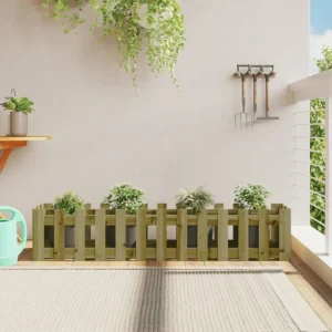Canteiro elevado com design cerca 150x30x30 cm pinho impregnado Clicnbuy