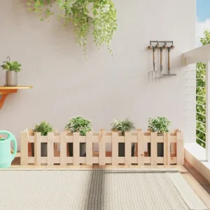 Canteiro elevado com design de cerca 150x30x30 cm pinho maciço Clicnbuy