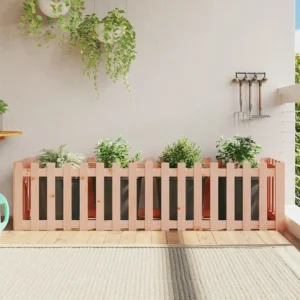 Canteiro elevado com design de cerca 200x50x50cm madeira douglas Clicnbuy