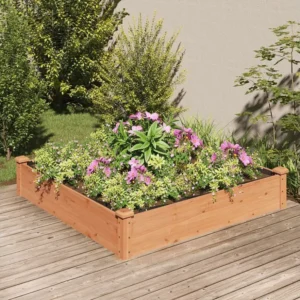 Canteiro elevado com forro 120x120x25 cm abeto maciço castanho Clicnbuy
