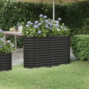 Canteiro elevado jardim 114x40x68 ço revestido pó antracite Clicnbuy