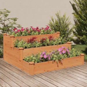 Canteiro elevado de jardim 120x120x56cm abeto maciço castanho Clicnbuy