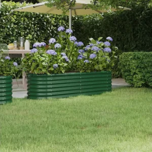 Canteiro elevado jardim 152x40x36 cm ço revestido pó verde Clicnbuy