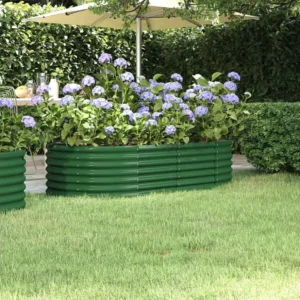Canteiro elevado jardim 152x80x36 cm ço revestido pó verde Clicnbuy