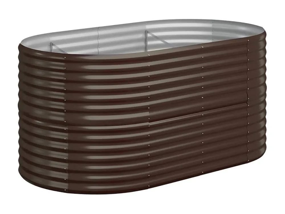 Canteiro elevado jardim 152x80x68cm ço revestido pó castanho Clicnbuy