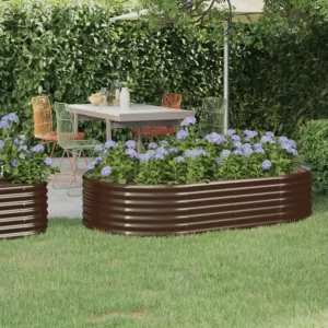 Canteiro elevado jardim 175x100x36 ço revestido pó castanho Clicnbuy