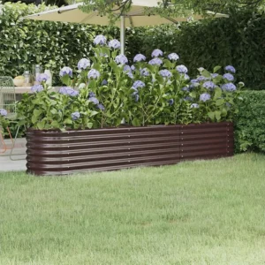 Canteiro elevado jardim 224x40x36cm ço revestido pó castanho Clicnbuy