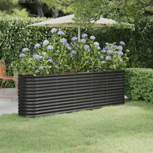 Canteiro elevado jardim 224x40x68 ço revestido pó antracite Clicnbuy