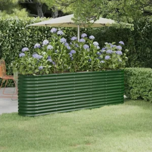 Canteiro elevado jardim 224x40x68 cm ço revestido pó verde Clicnbuy