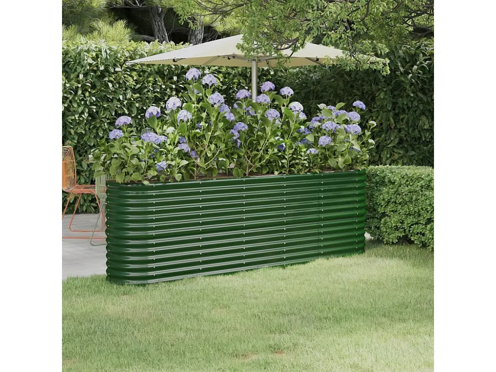 Canteiro elevado jardim 224x40x68 cm ço revestido pó verde Clicnbuy