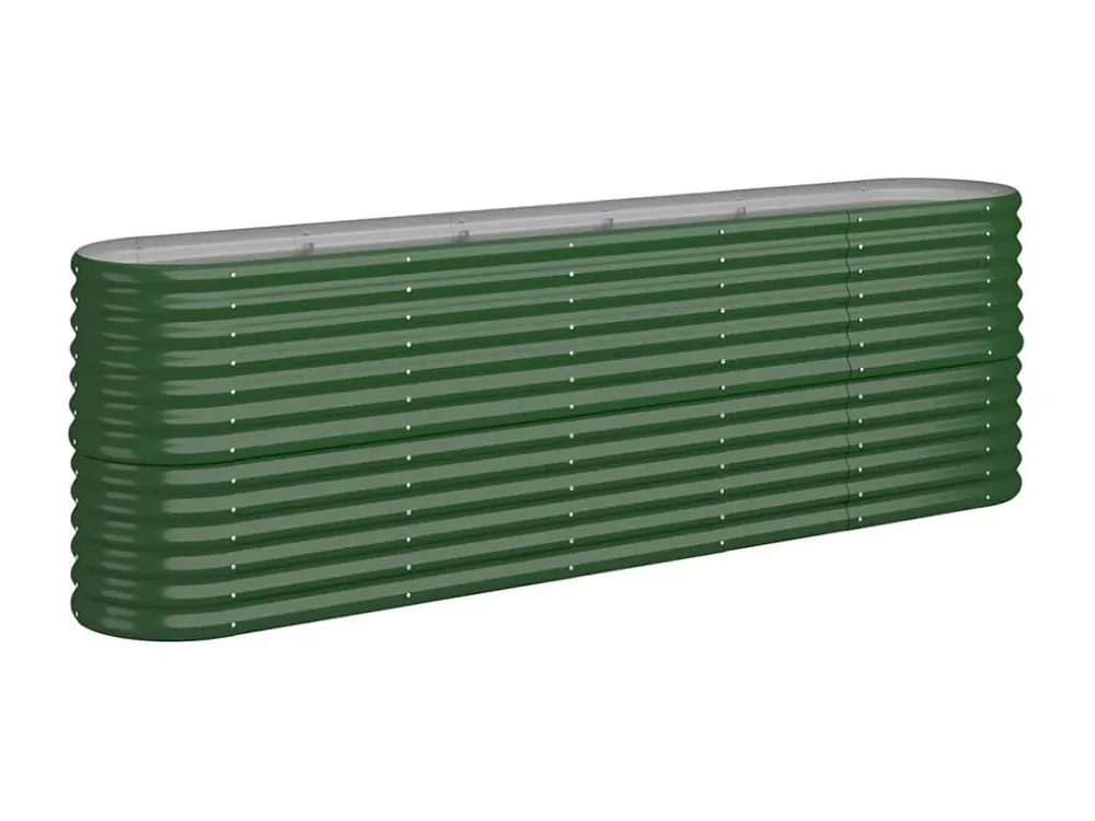 Canteiro elevado jardim 224x40x68 cm ço revestido pó verde Clicnbuy