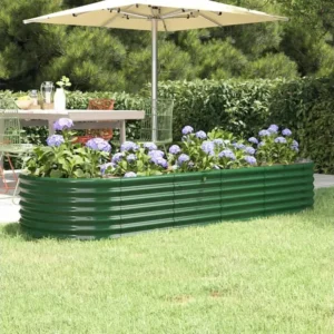 Canteiro elevado jardim 224x80x36 cm ço revestido pó verde Clicnbuy