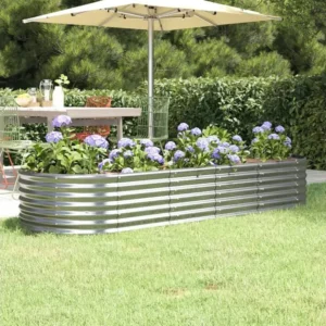 Canteiro elevado jardim 224x80x36cm ço revestido pó prateado Clicnbuy