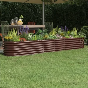 Canteiro elevado jardim 260x40x36cm ço revestido pó castanho Clicnbuy