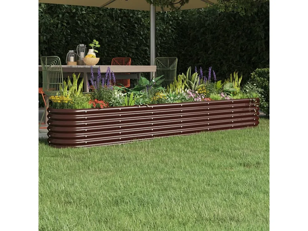 Canteiro elevado jardim 260x40x36cm ço revestido pó castanho Clicnbuy