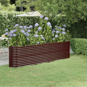 Canteiro elevado jardim 260x40x68cm ço revestido pó castanho Clicnbuy