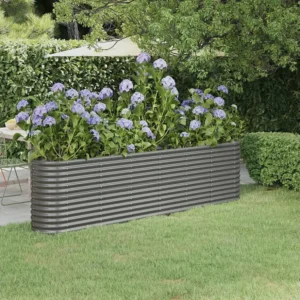 Canteiro elevado jardim 260x40x68cm ço revestido pó cinzento Clicnbuy