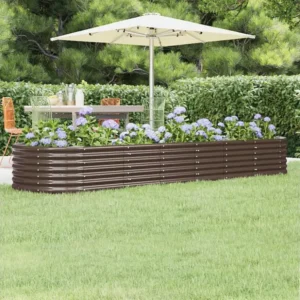 Canteiro elevado jardim 296x80x36cm ço revestido pó castanho Clicnbuy
