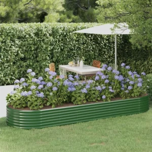 Canteiro elevado jardim 322x100x36 cm ço revestido pó verde Clicnbuy
