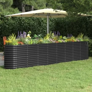 Canteiro elevado jardim 332x40x68 ço revestido pó antracite Clicnbuy