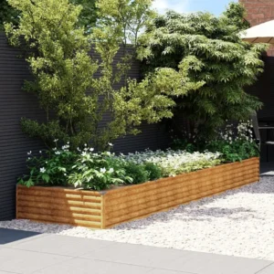 Canteiro elevado de jardim 387x100x36 cm ço corten Clicnbuy