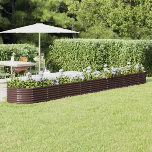 Canteiro elevado jardim 512x80x36cm ço revestido pó castanho Clicnbuy