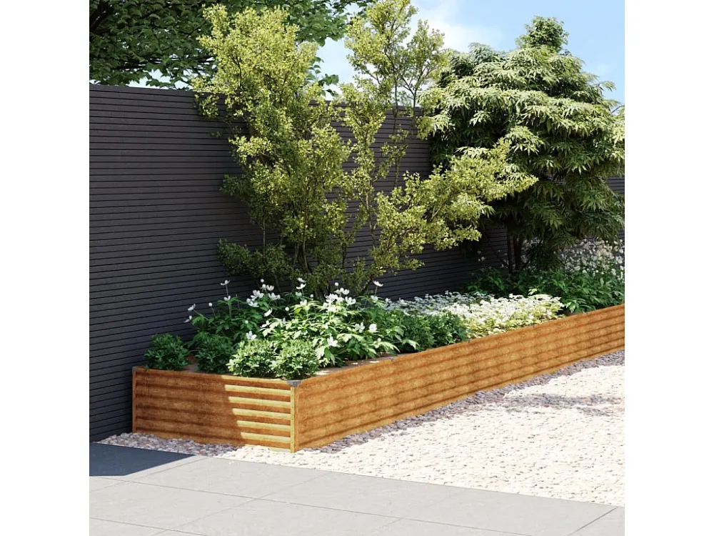 Canteiro elevado de jardim 579x100x36 cm ço corten Clicnbuy