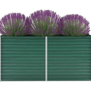 Canteiro elevado de jardim ço galvanizado 160x40x77 cm verde Clicnbuy