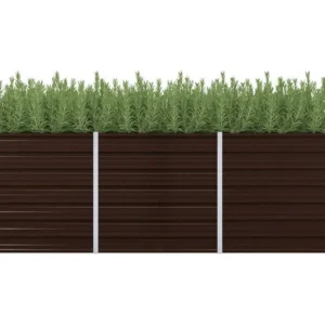 Canteiro elevado de jardim ço galvanizado 240x80x77cm castanho Clicnbuy