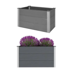 Canteiro elevado para jardim WPC 100x50x54 cm cinzento Clicnbuy