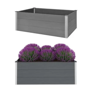 Canteiro elevado para jardim WPC 150x100x54 cm cinzento Clicnbuy