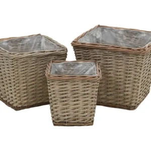 Cestos para vasos 3 peças vime com forro em PE Clicnbuy