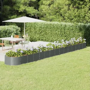 Cachepô de Fibra de Coco Canteiro elevado jardim 620x80x36cm ço revestido pó cinzento