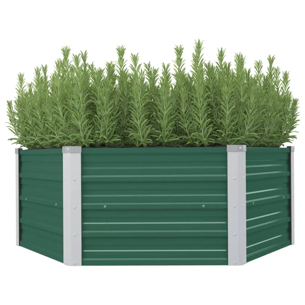 Cachepô de Fibra de Coco Canteiro de jardim elevado 129x129x46 cm ço galvanizado verde