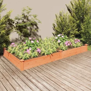Canteiro elevado com forro 240x120x25 cm abeto maciço castanho Diâmetro de 30 cm