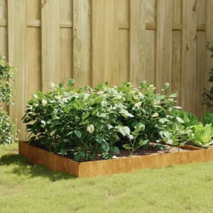 Canteiro elevado de jardim 100x100x26 cm ço corten para Plantas Suculentas
