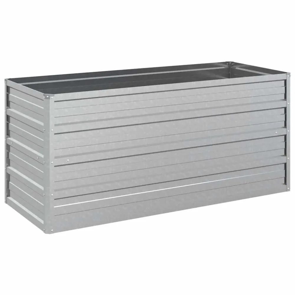 Canteiro elevado de jardim 100x40x45cm ço galvanizado prateado Diâmetro de 30 cm