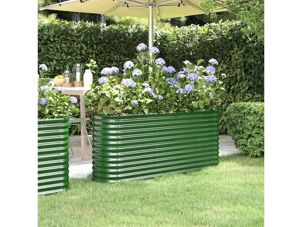 Canteiro elevado jardim 152x40x68 cm ço revestido pó verde | Resistente Geada |