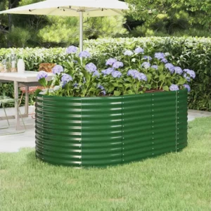 Canteiro elevado jardim 175x100x68 cm ço revestido pó verde com Sistema de Drenagem