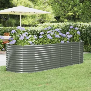 Canteiro elevado jardim 249x100x68 ço revestido pó cinzento Cerâmica Esmaltada