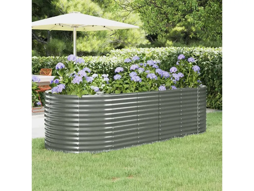 Canteiro elevado jardim 249x100x68 ço revestido pó cinzento Cerâmica Esmaltada
