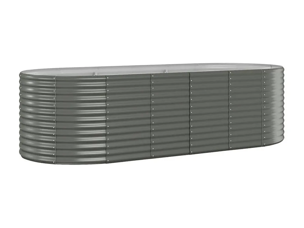 Canteiro elevado jardim 249x100x68 ço revestido pó cinzento Cerâmica Esmaltada