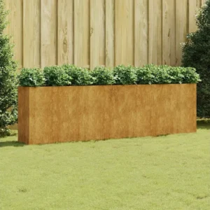 Canteiro elevado de jardim 280x40x80 cm ço corten Recipiente com Rodas