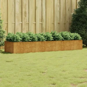 Canteiro elevado de jardim 280x80x40 cm ço corten Montagem sem Ferramentas