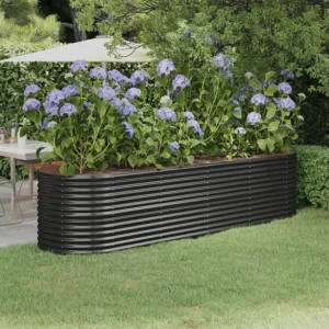 Canteiro elevado jardim 296x80x68 ço revestido pó antracite em Terracota