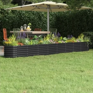 Canteiro elevado jardim 332x40x36 ço revestido pó antracite para Varandas e Sacadas
