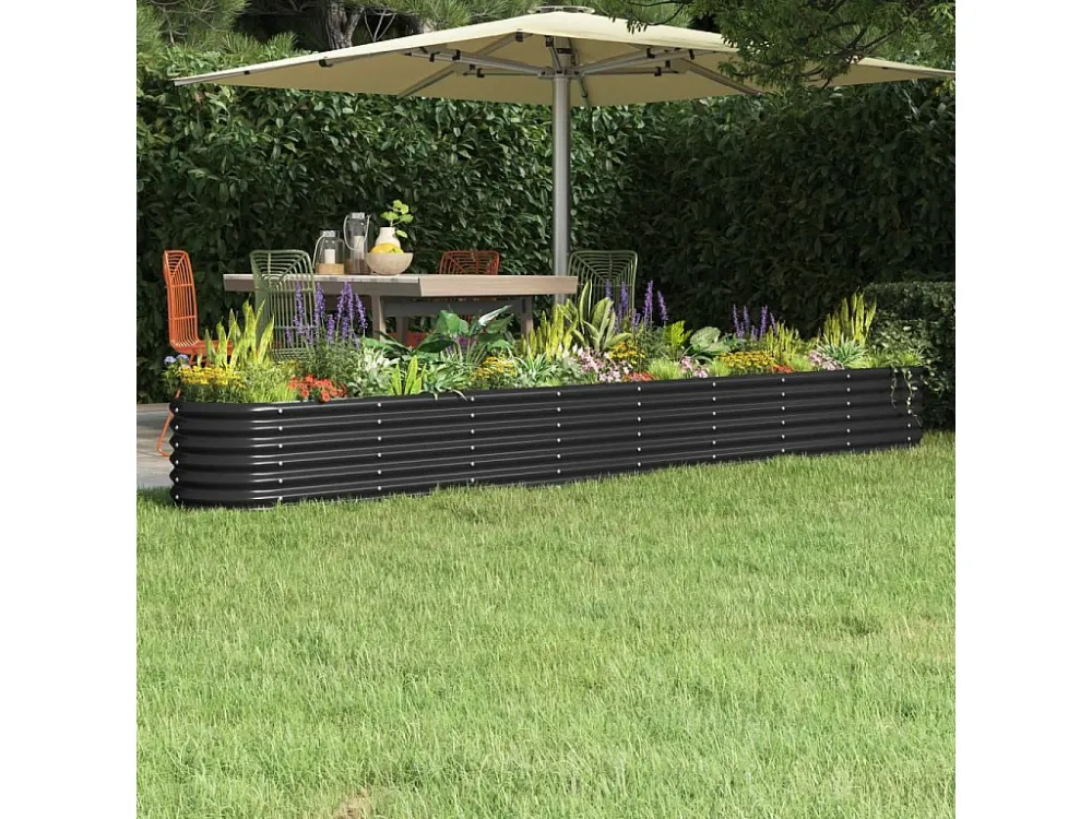 Canteiro elevado jardim 332x40x36 ço revestido pó antracite para Varandas e Sacadas