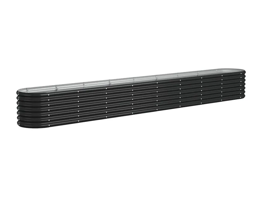 Canteiro elevado jardim 332x40x36 ço revestido pó antracite para Varandas e Sacadas