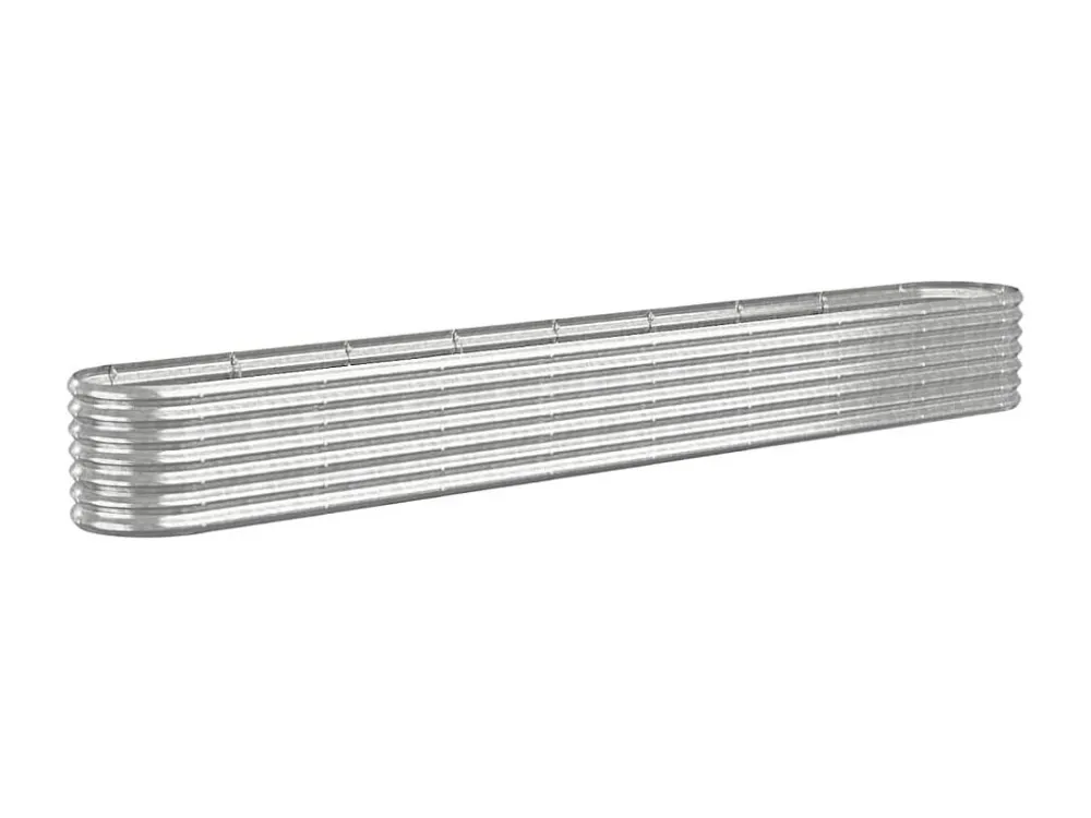 Canteiro elevado jardim 332x40x36cm ço revestido pó prateado com Pés Elevadores